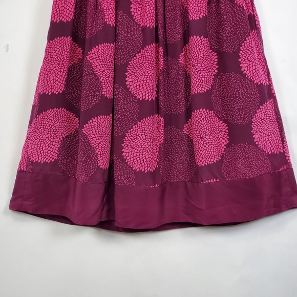 Anthropologie Girls from Savoy Womens Dress sz 0 Silk purple print knee length - Picture 6 of 9